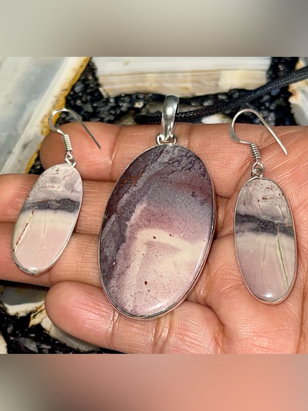 Porcelain Jasper Pendant & Earrings Set